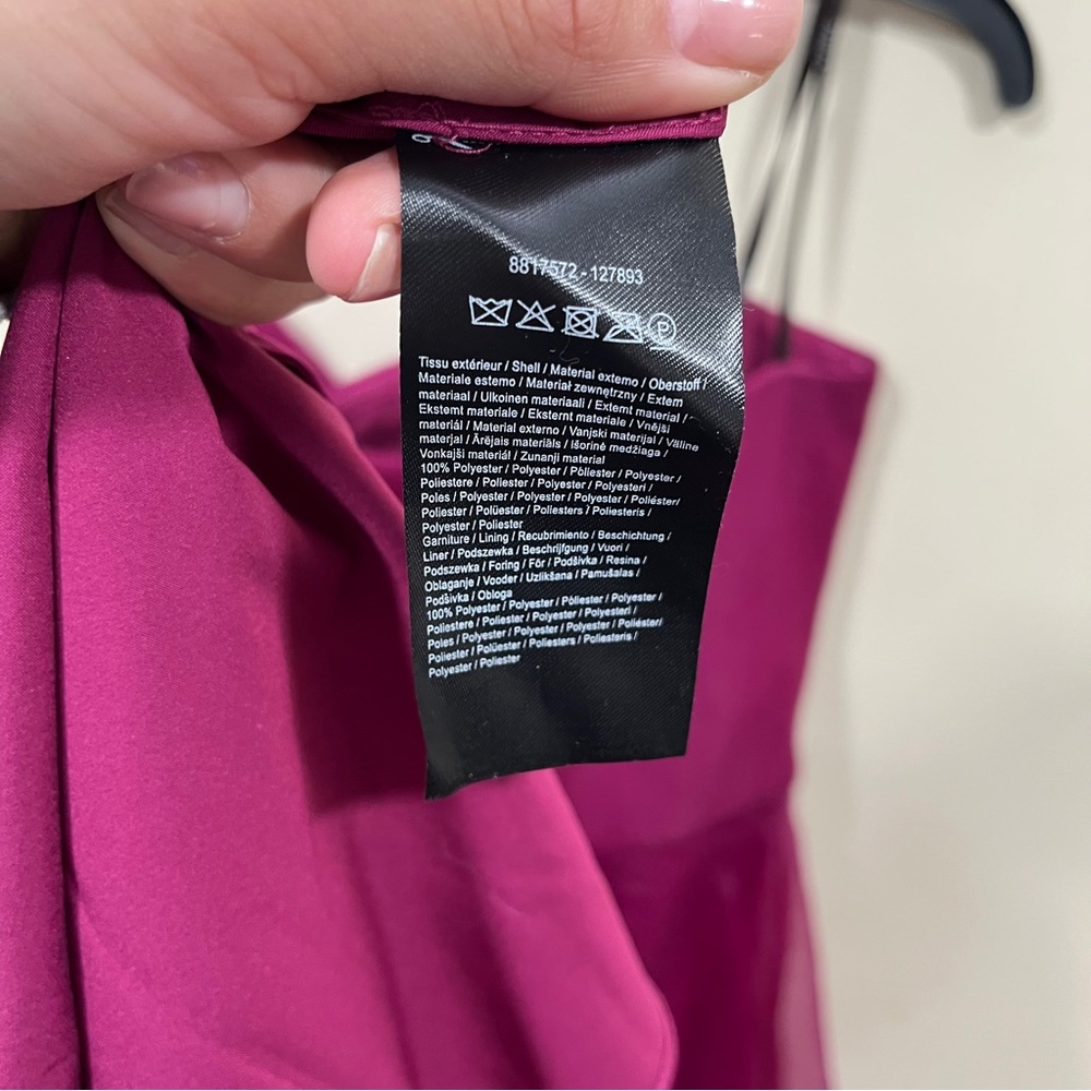 Theia Strapless Ruffled Evening Gown in Magenta - Picture 10 of 13